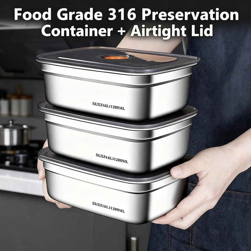 Food Storage Camping - Contenitore per Alimenti in Acciaio Inox