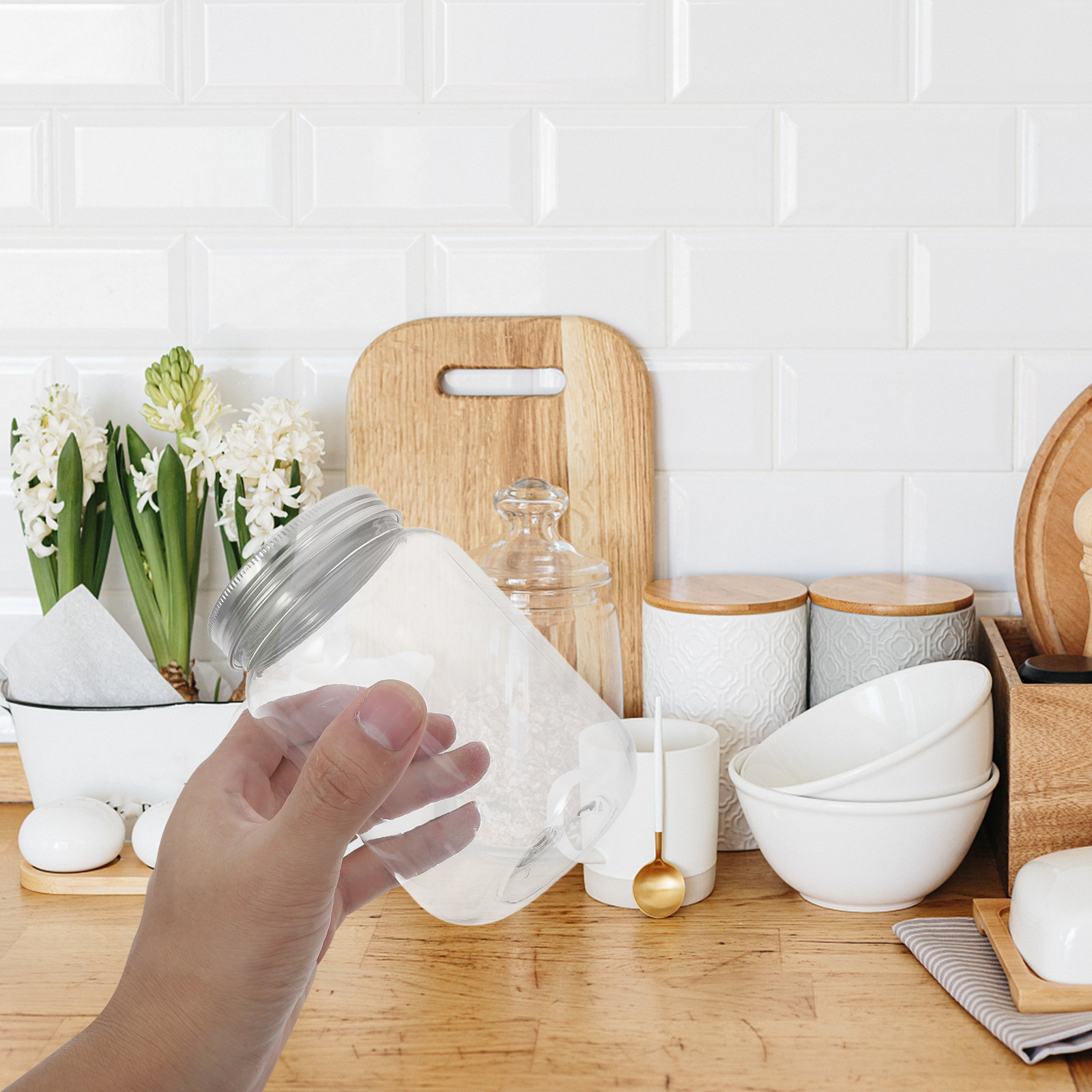 Food Storage With Lids - Set di 4 Barattoli in Plastica