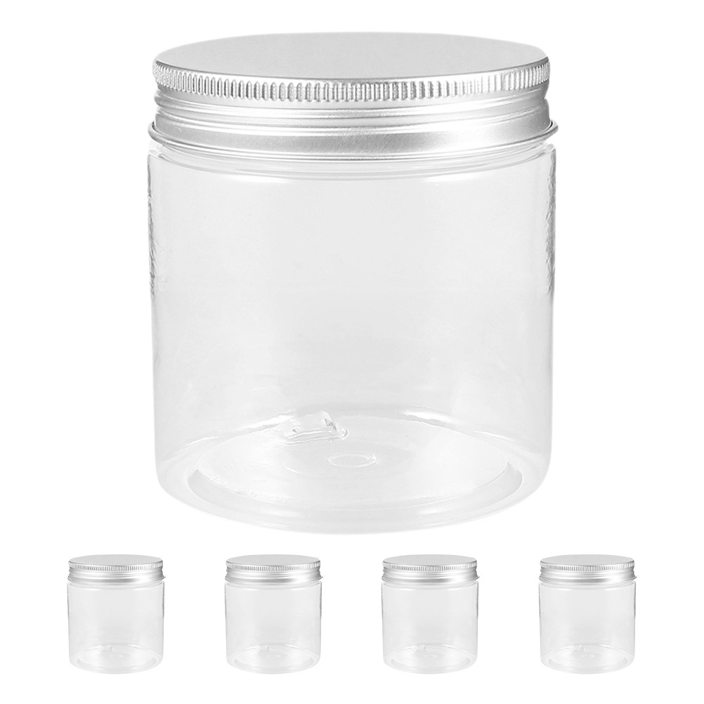 Food Storage With Lids - 5 barattoli mini trasparenti con bocca