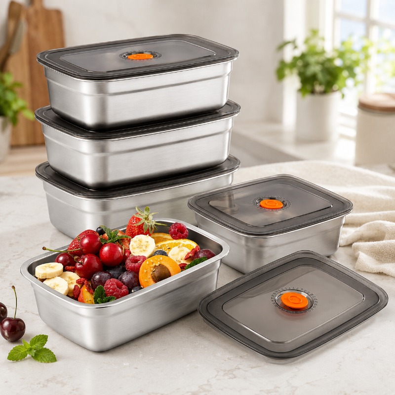 Food Storage Camping - Contenitore per Alimenti in Acciaio Inox