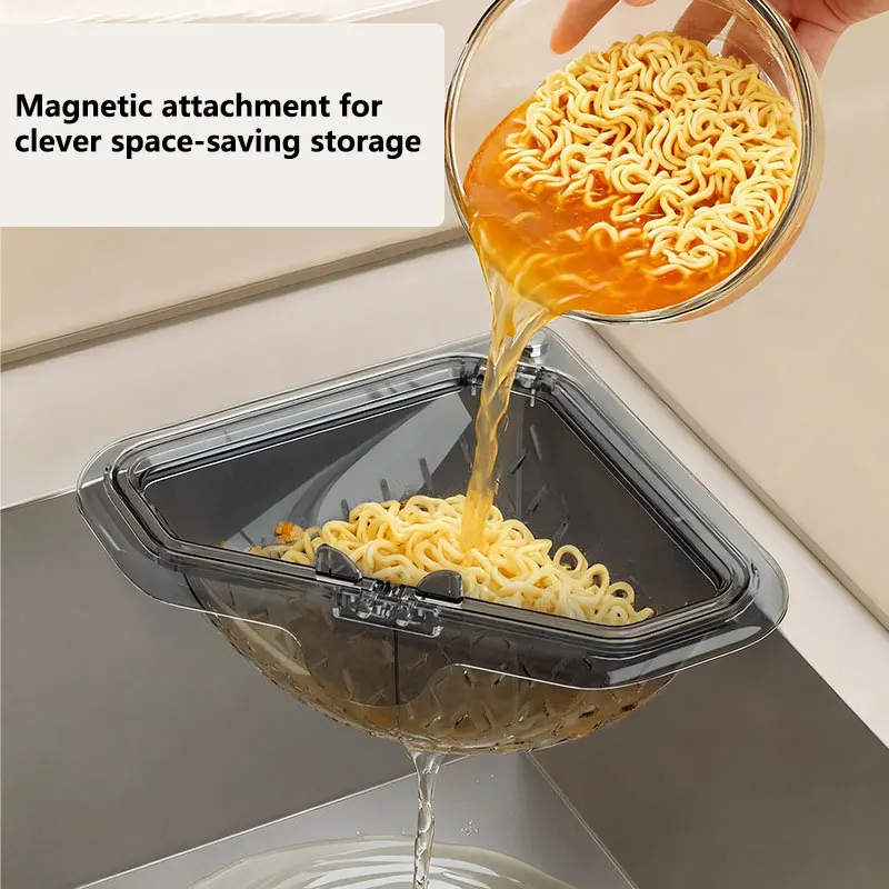 Food Storage Rack - Cestello Magnetico Triangolare per Lavello, Filtro