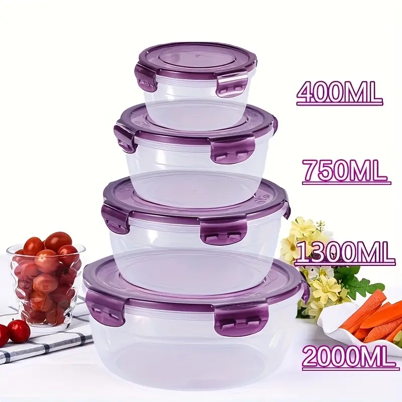 Food Storage Camping - 4 Contenitori in Plastica per Alimenti,