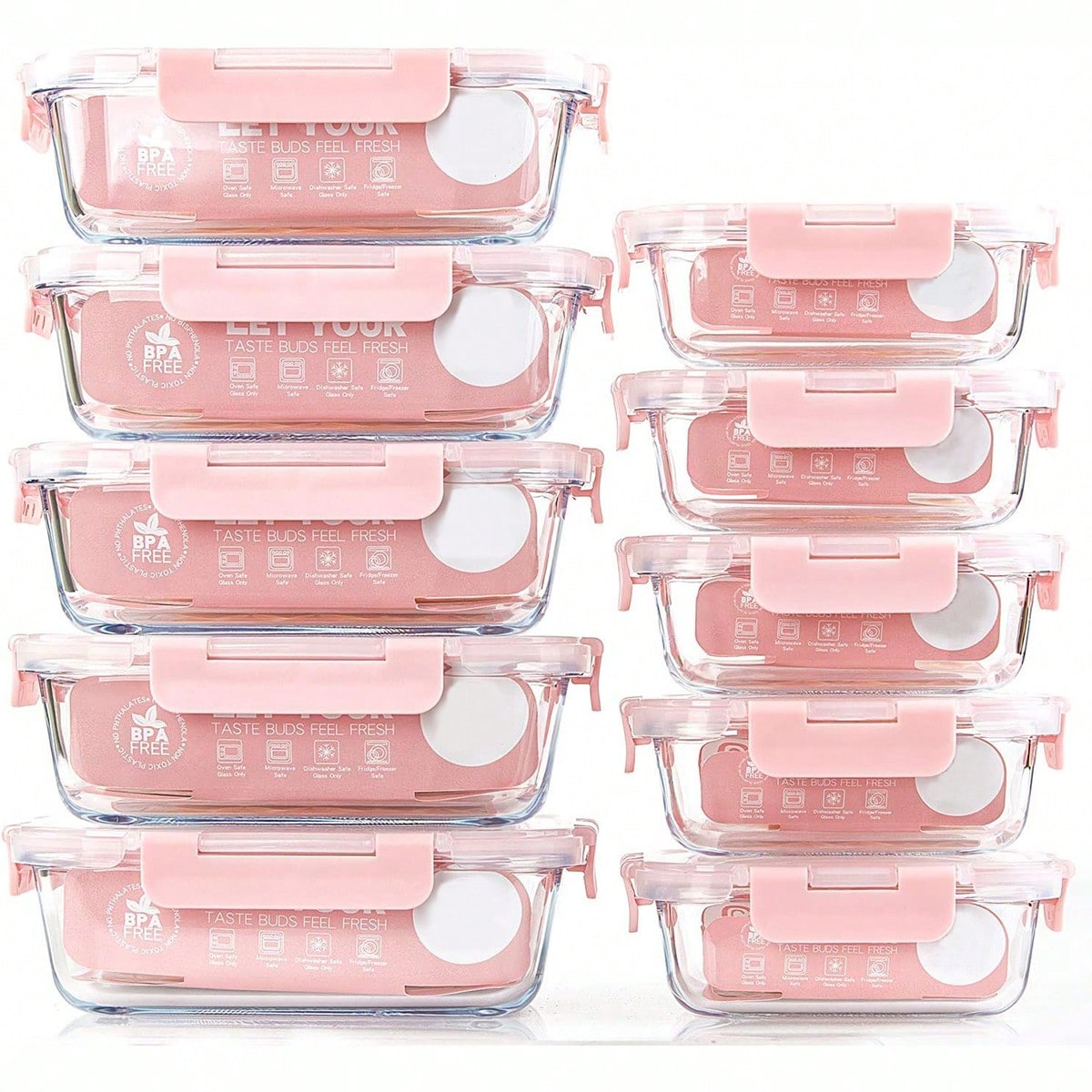 Food Storage Freezer - Confezione da 10 contenitori in vetro
