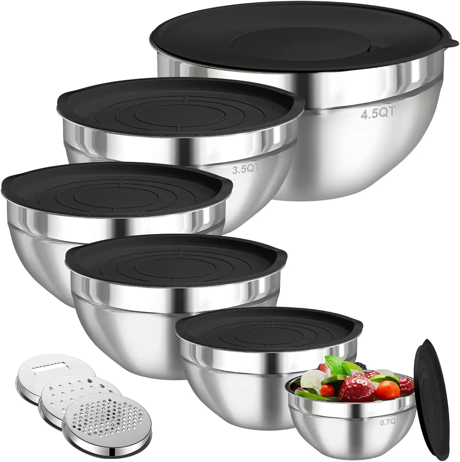 Food Storage With Lids - Set di 6 Ciotole in Acciaio