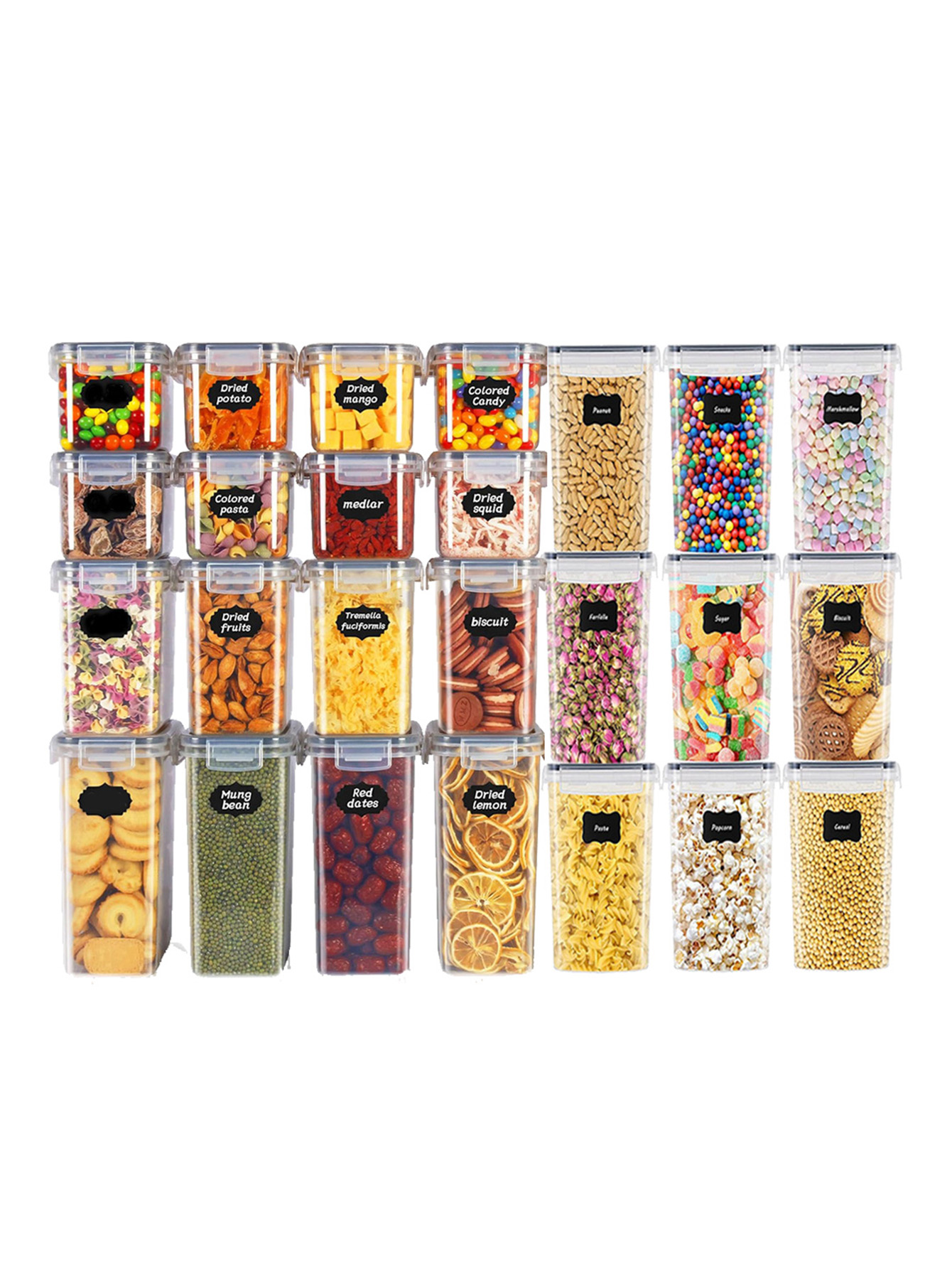 Food Storage In Pantry - Set di 48 Contenitori Sigillati per
