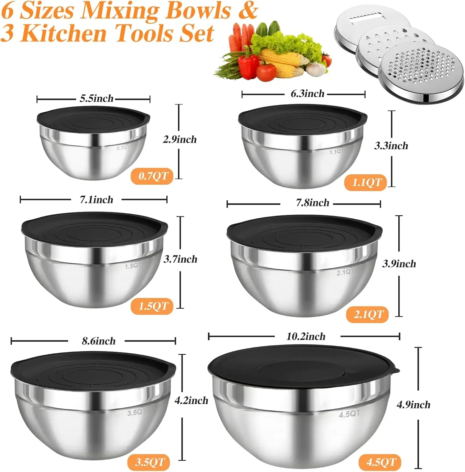 Set di 6 Ciotole in Acciaio In - Food Storage With Lids recensione e prezzo
